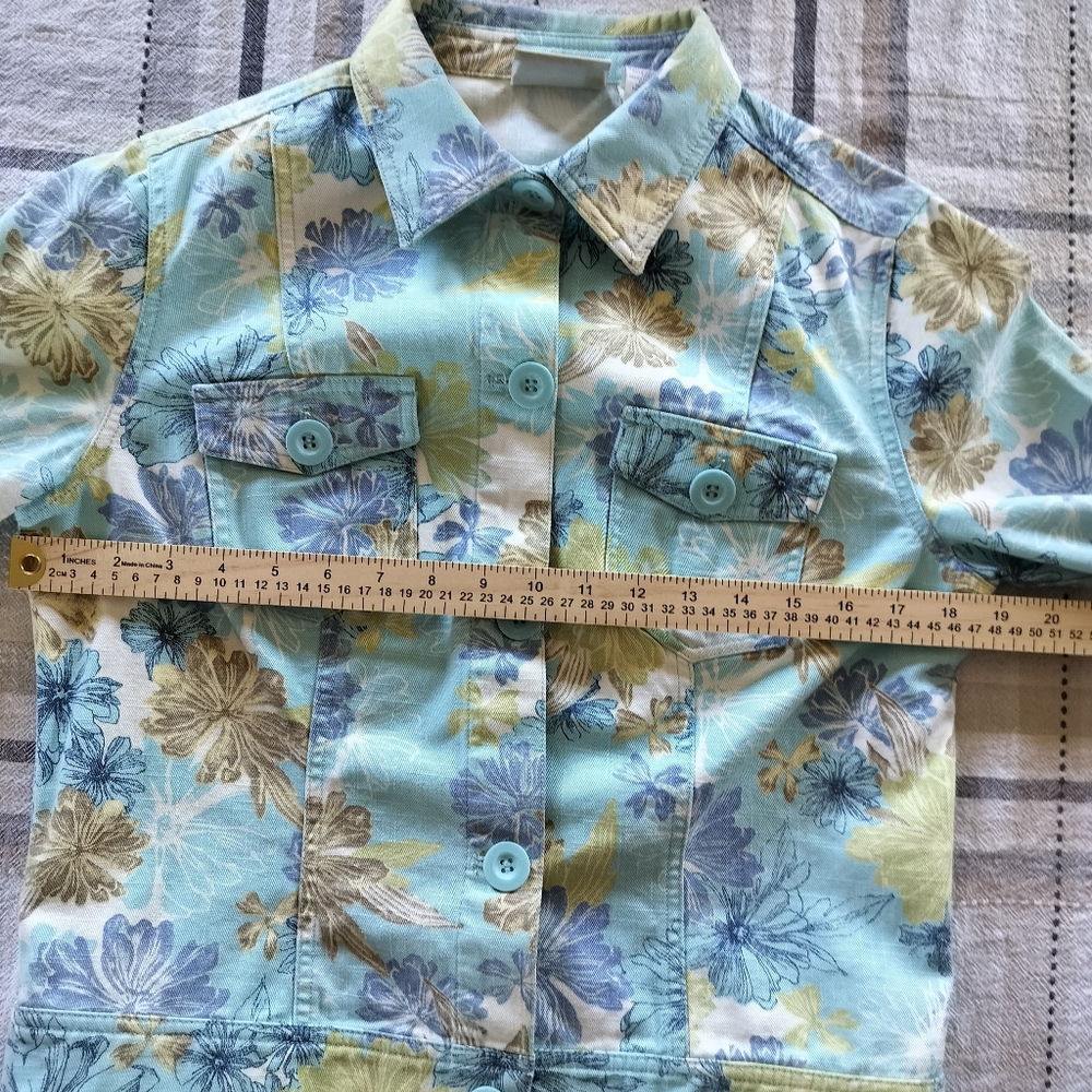 Liz Claiborne Womens Vintage Floral Denim Jacket Size M Cottagecore 90s Coastal - Picture 6 of 8